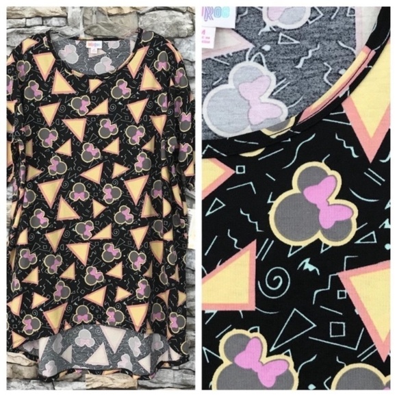 #129 NWT Disney x LulaRoe Minnie Mouse Irma Shirt 90's Graphic Tunic Top Medium - Picture 1 of 5
